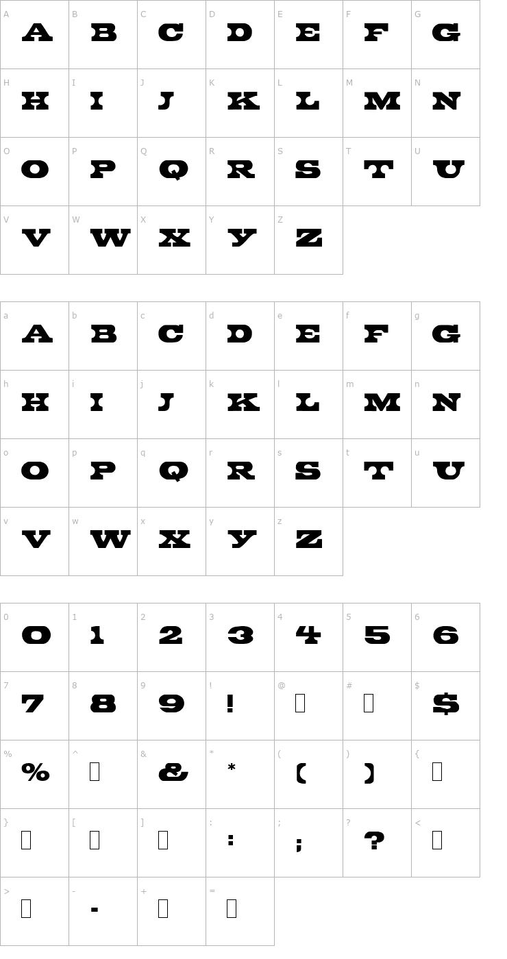Character Map Peduncle Font