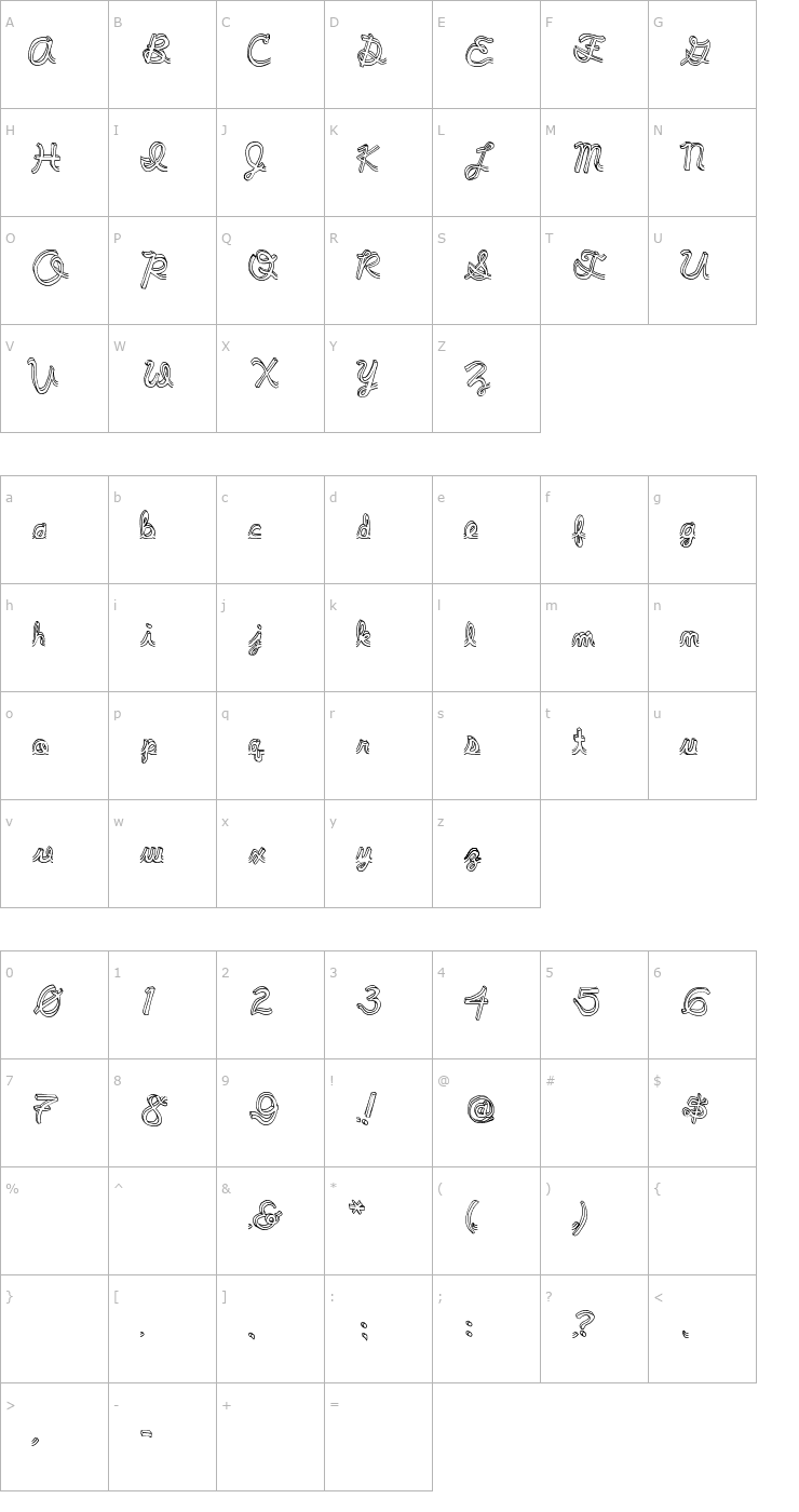 Character Map Pee Pants Script Font