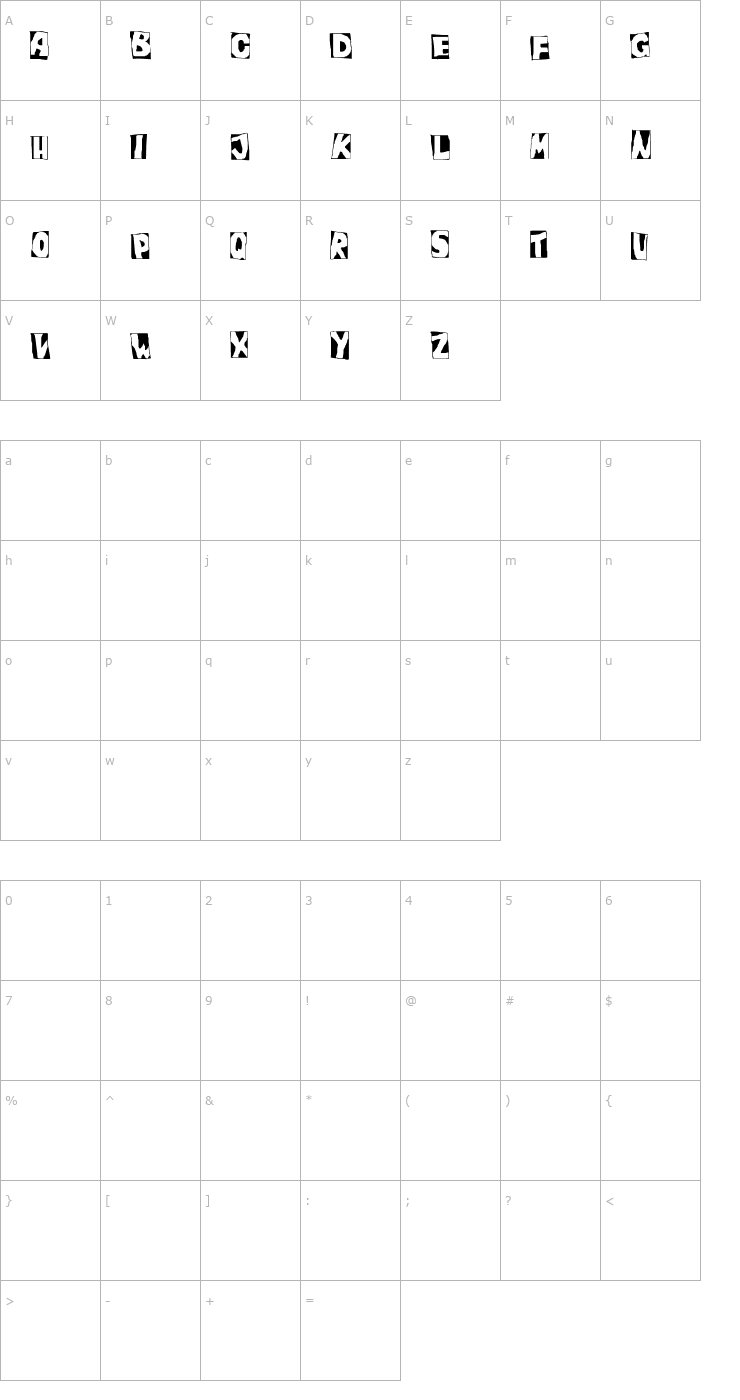 Character Map PeepShow Font