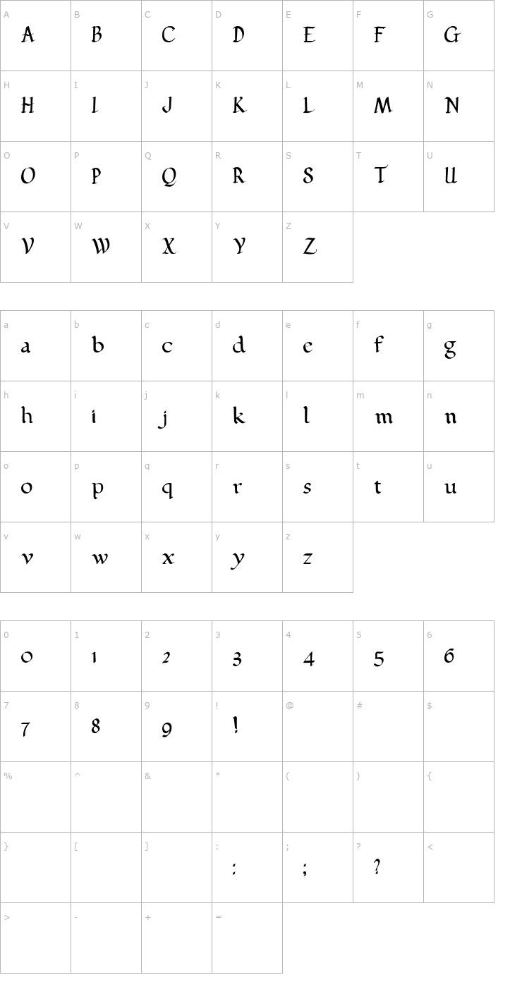 Character Map Pehuensito Font