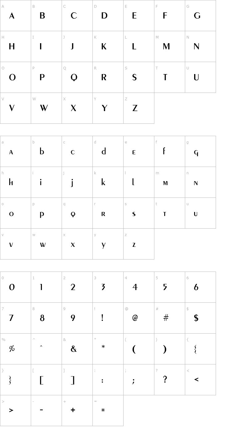 Character Map PeigMed-Medium Font