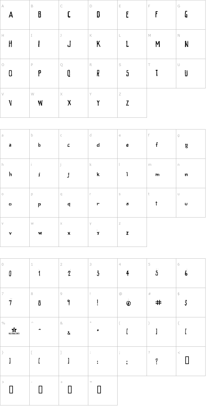 Character Map Peixe Frito Font