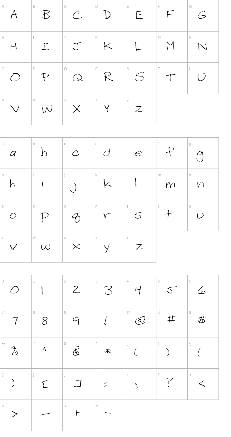 Character Map Pelota Regular Font