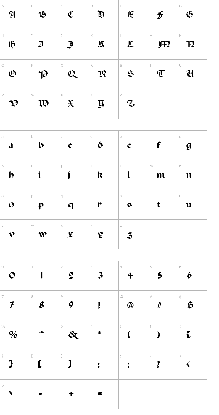 Character Map Penchant Font