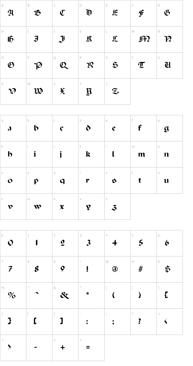 Character Map Penchant Regular Font