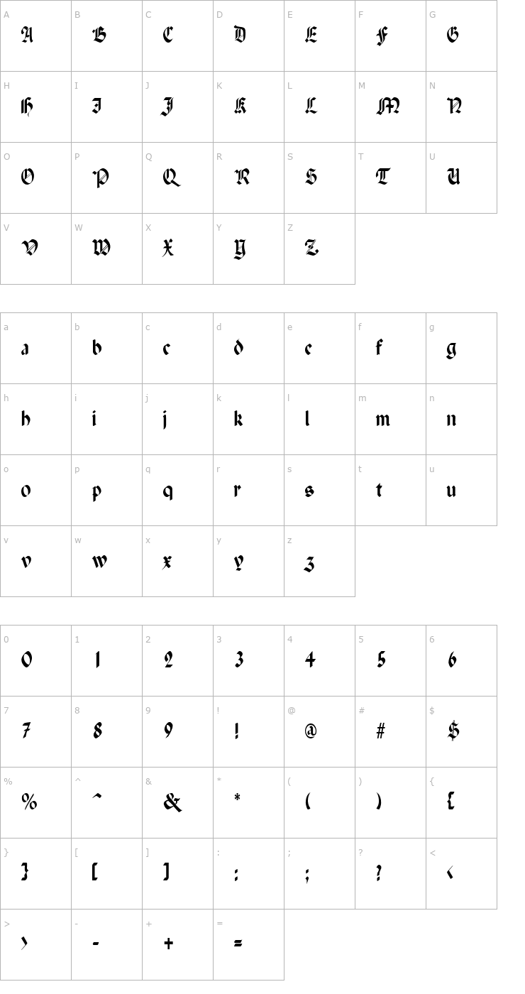 Character Map PenchantThin Font
