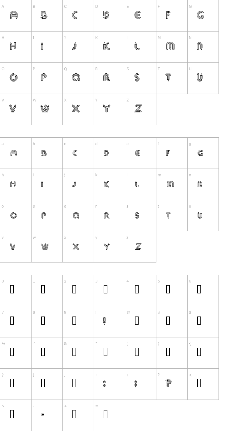 Character Map Pencil Caps Font