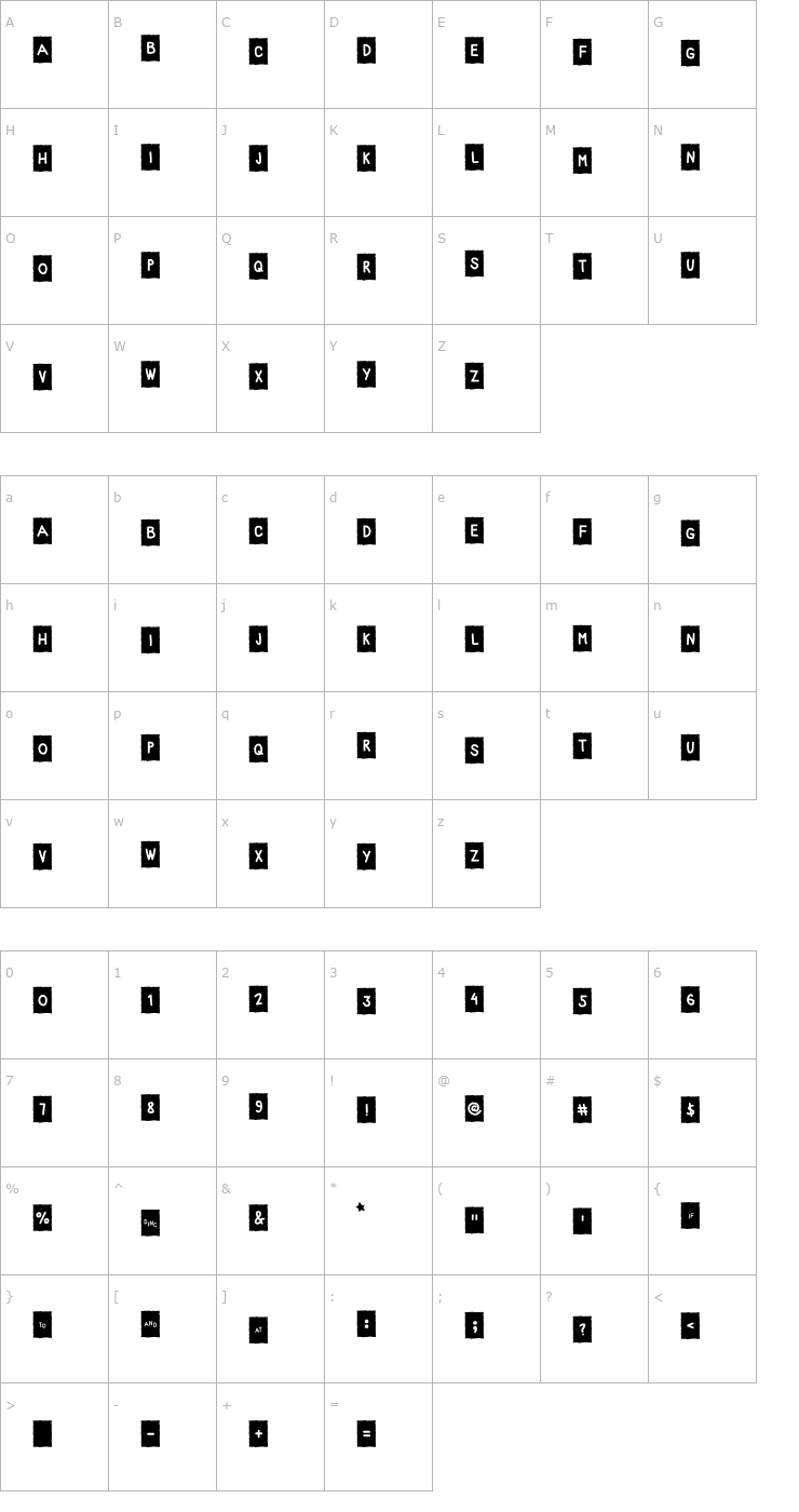 Character Map PencilBox Font