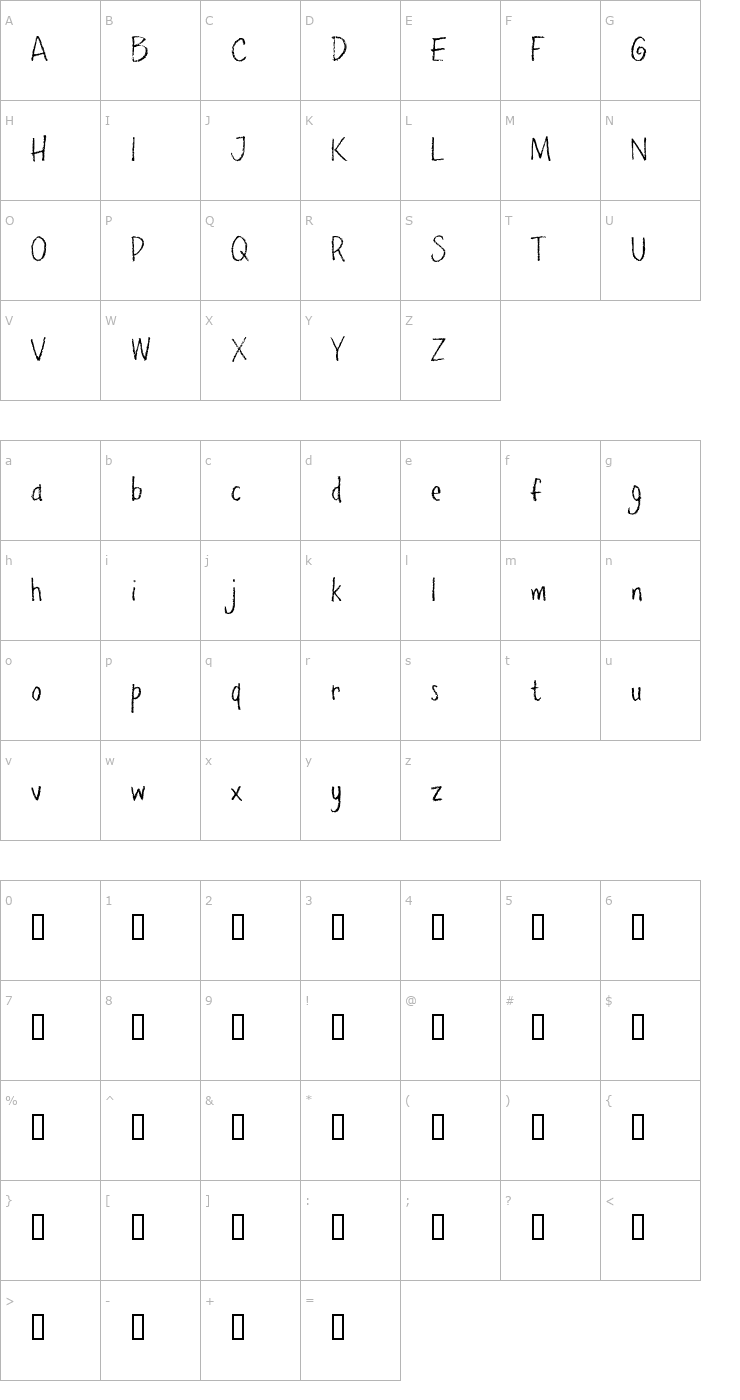 Character Map pencilPete FONT OTF Font