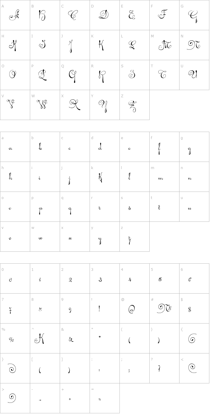 Character Map Pendulum Font