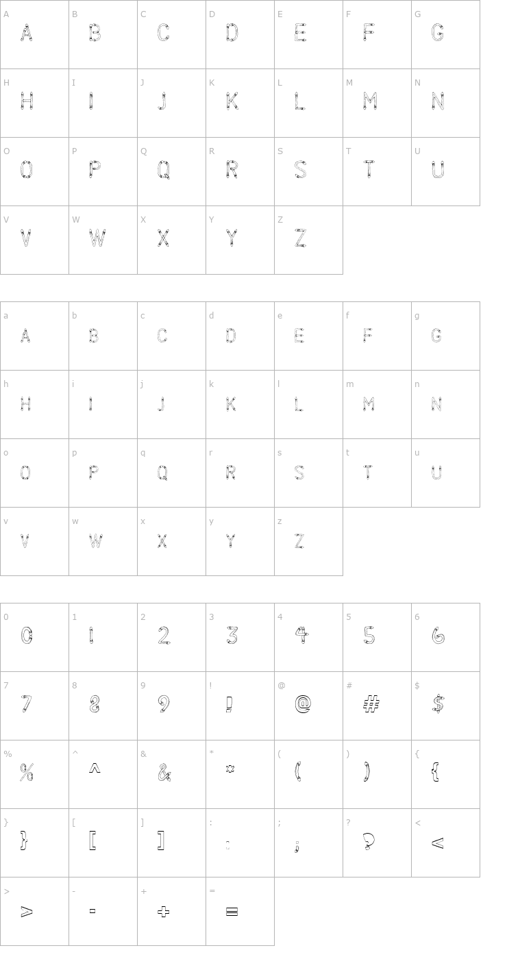 Character Map PENIS FONT 1 Font