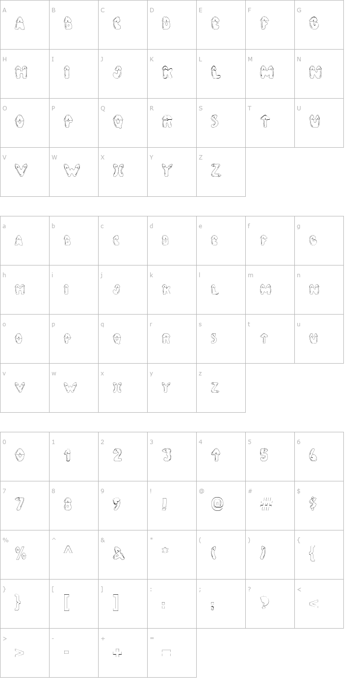 Character Map PENIS FONT 3 Font