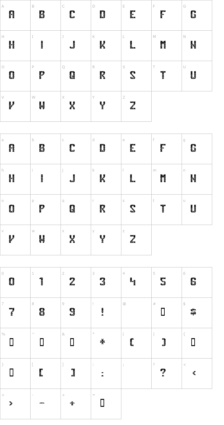 Character Map Penn Station Font