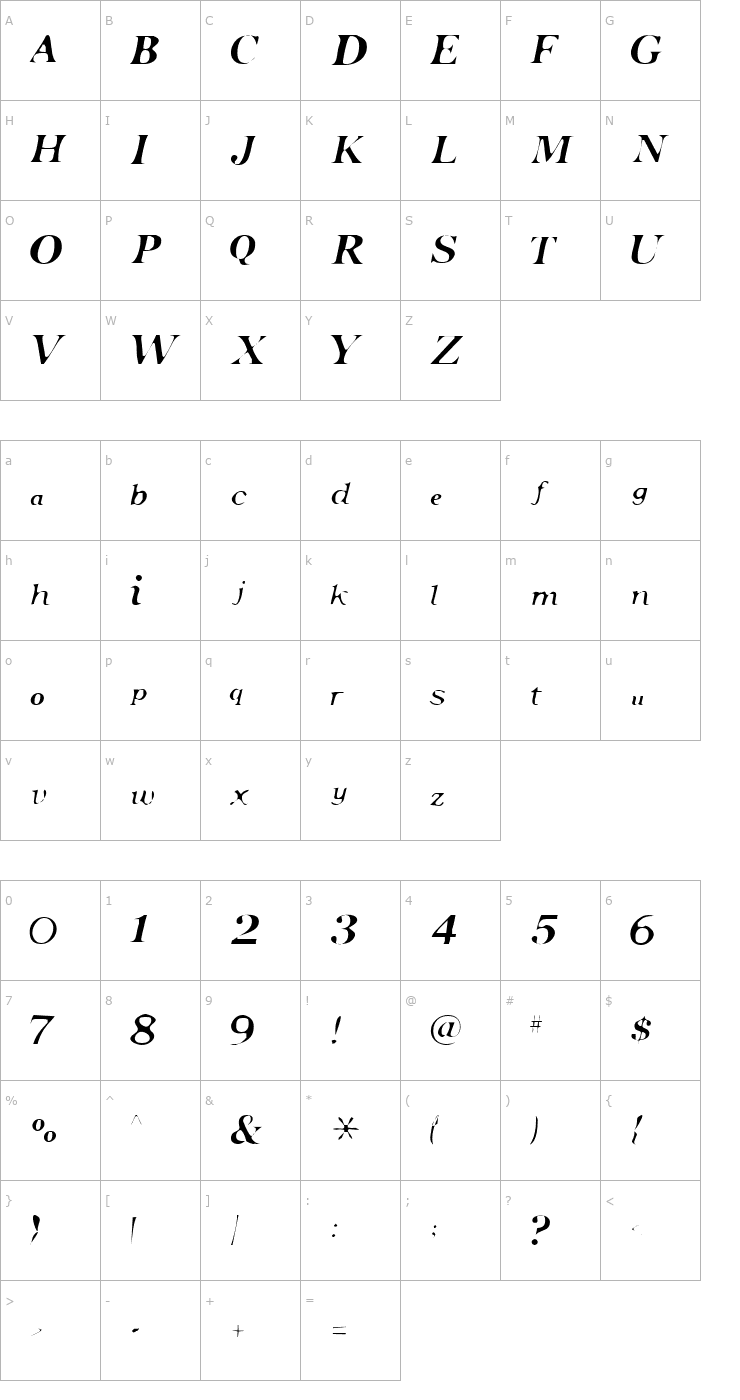 Character Map Pensmooth Font