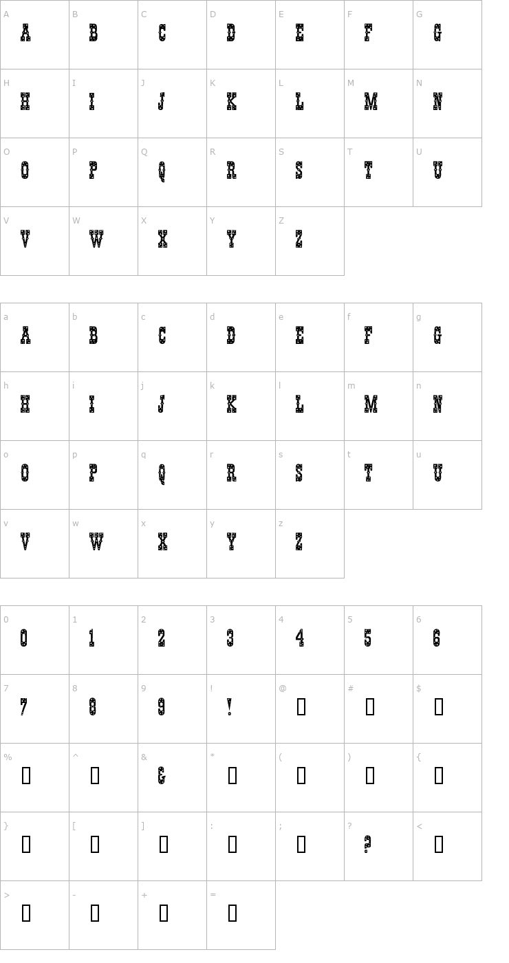 Character Map Pentagon Font
