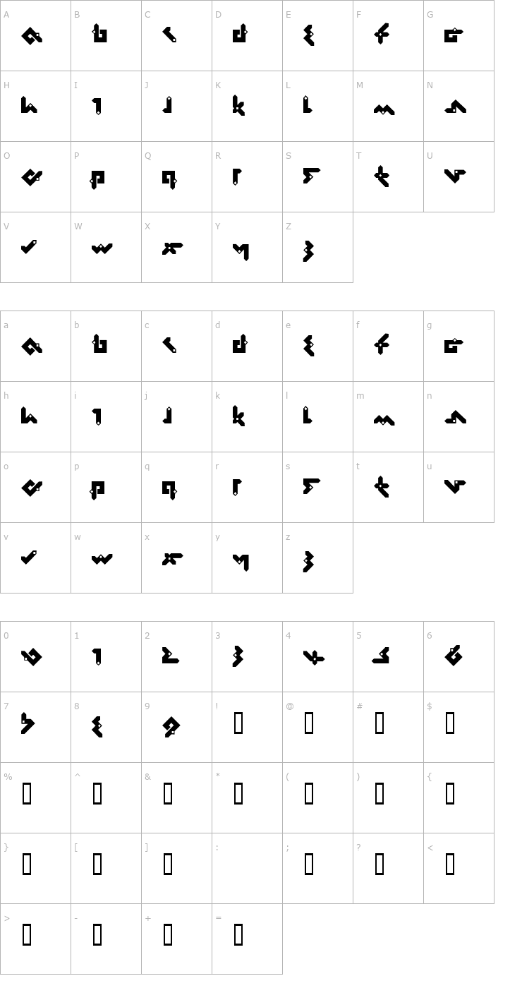 Character Map Pentomino Font