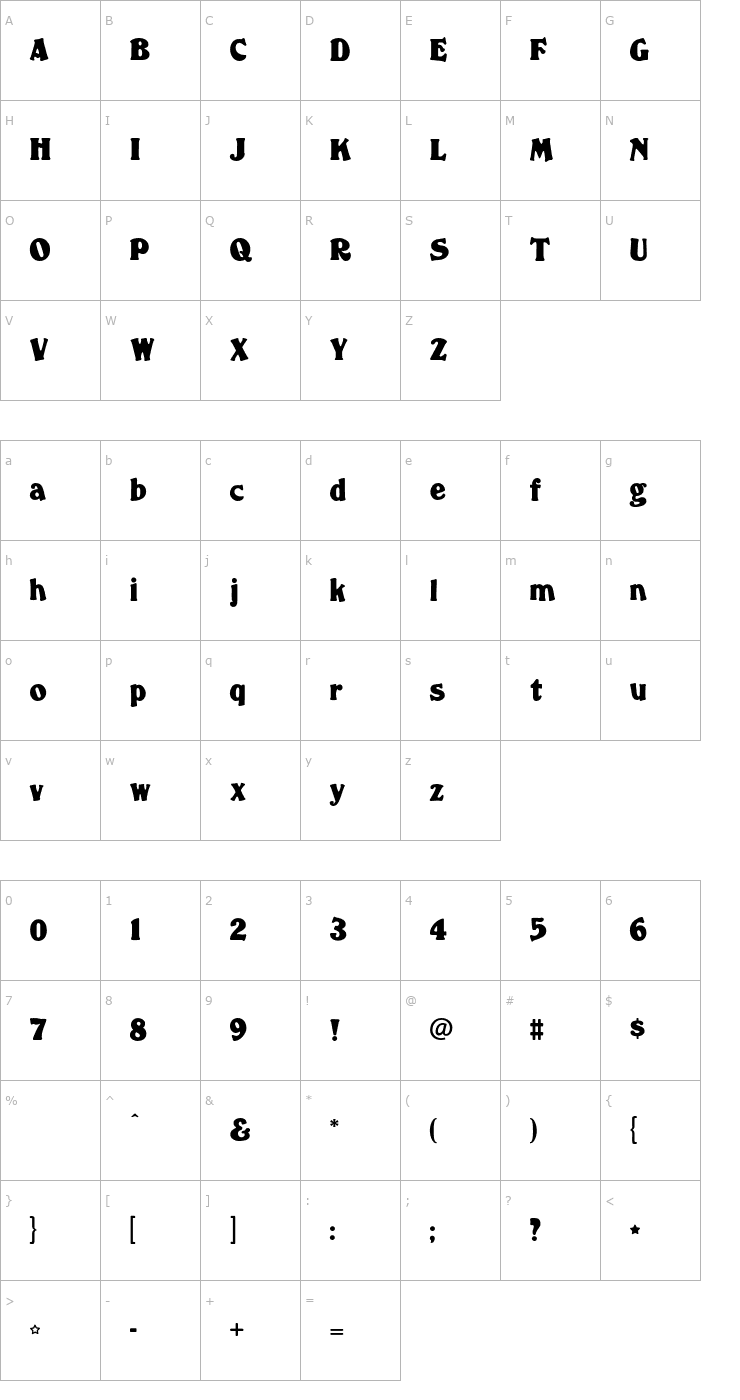 Character Map Penzance-Regular OTF Font