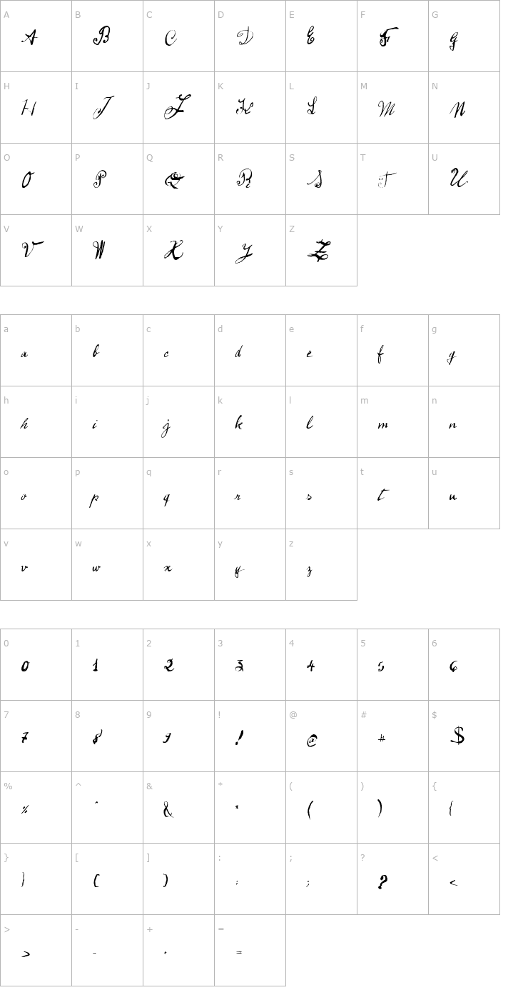 Character Map Pepe-Regular Font