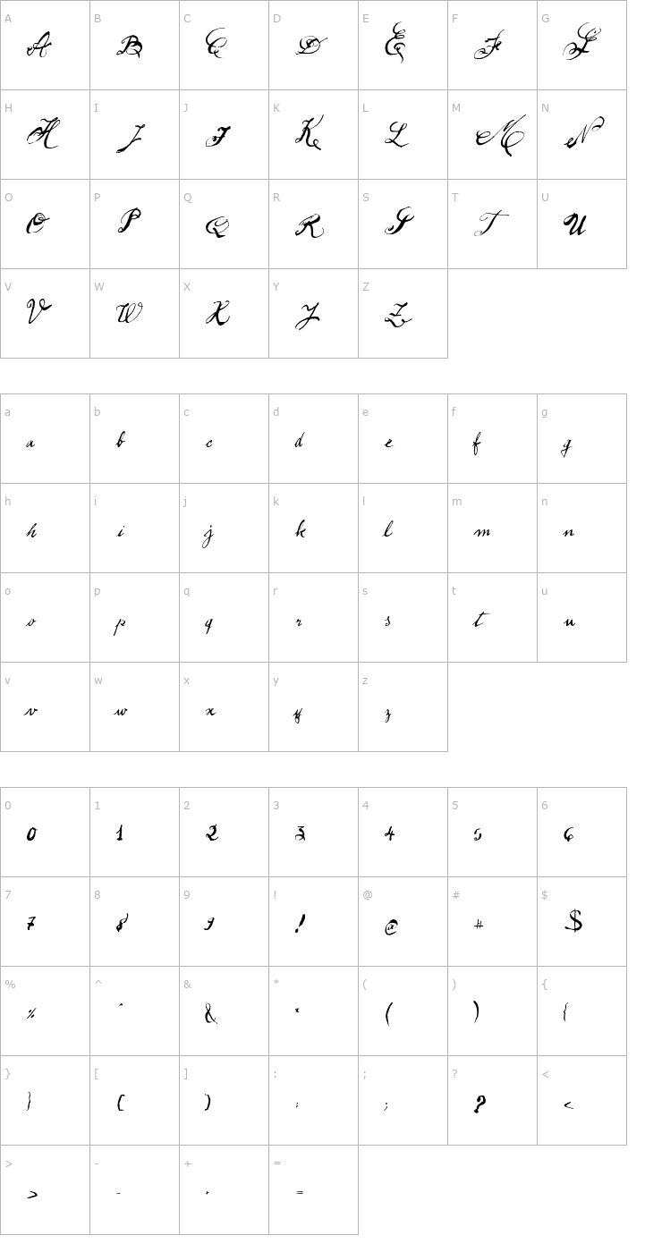 Character Map Pepe-Swash Font