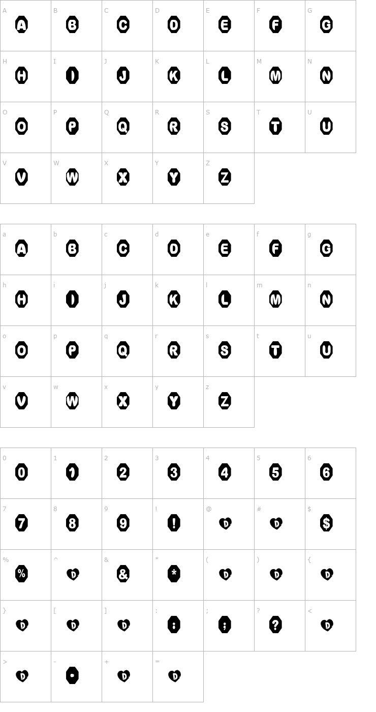 Character Map Peppermint Lump Font