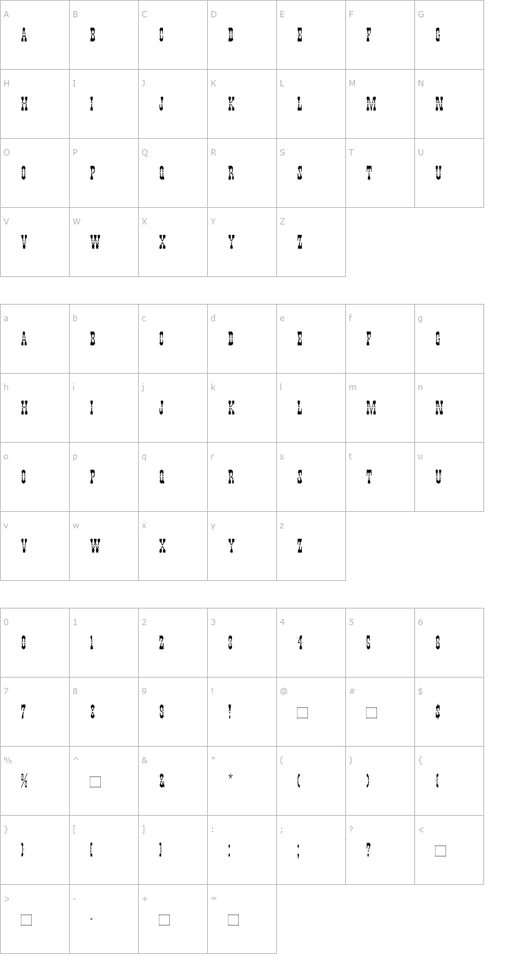 Character Map PepperwoodFill Font