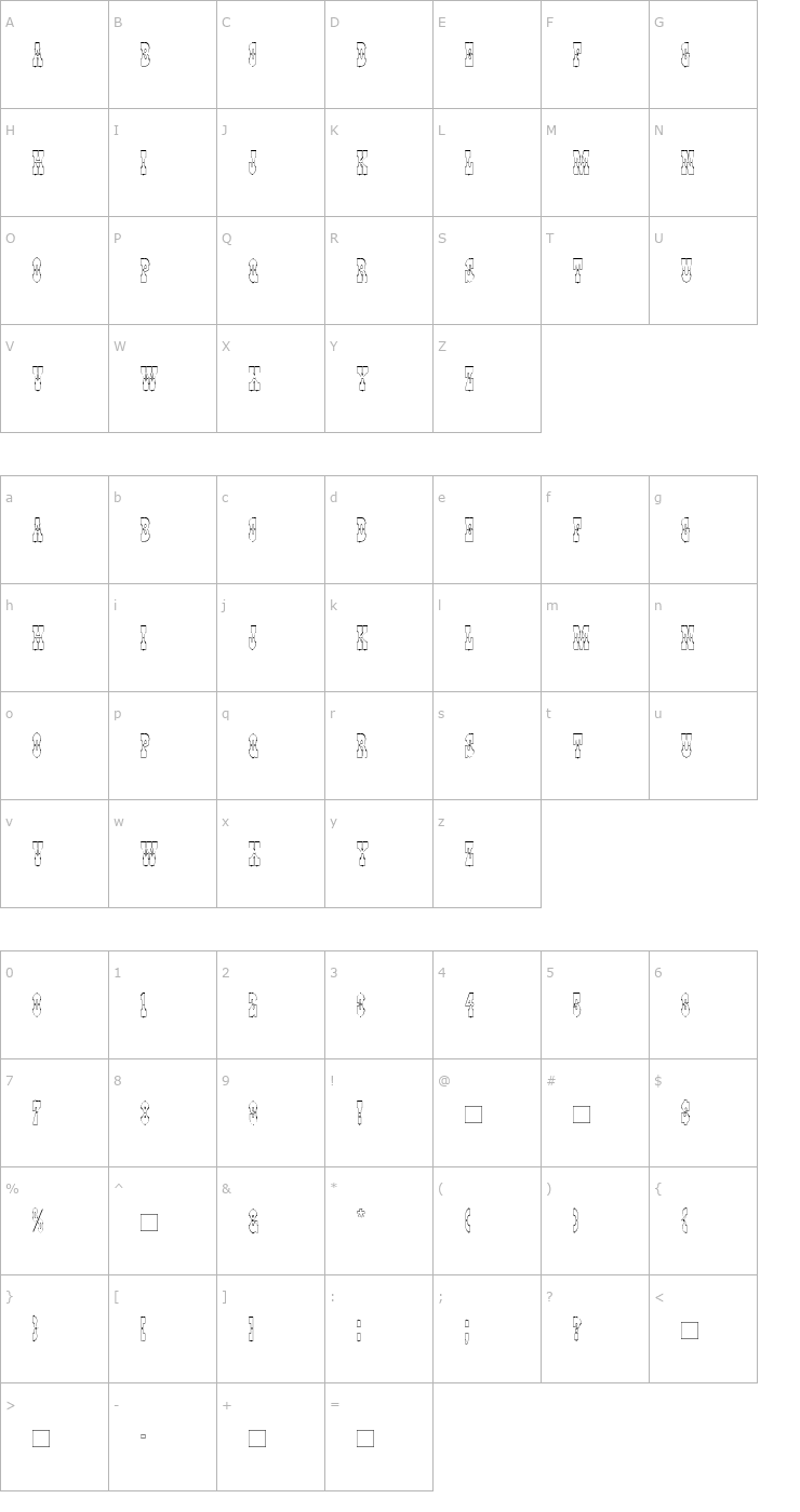 Character Map PepperwoodOutline Font