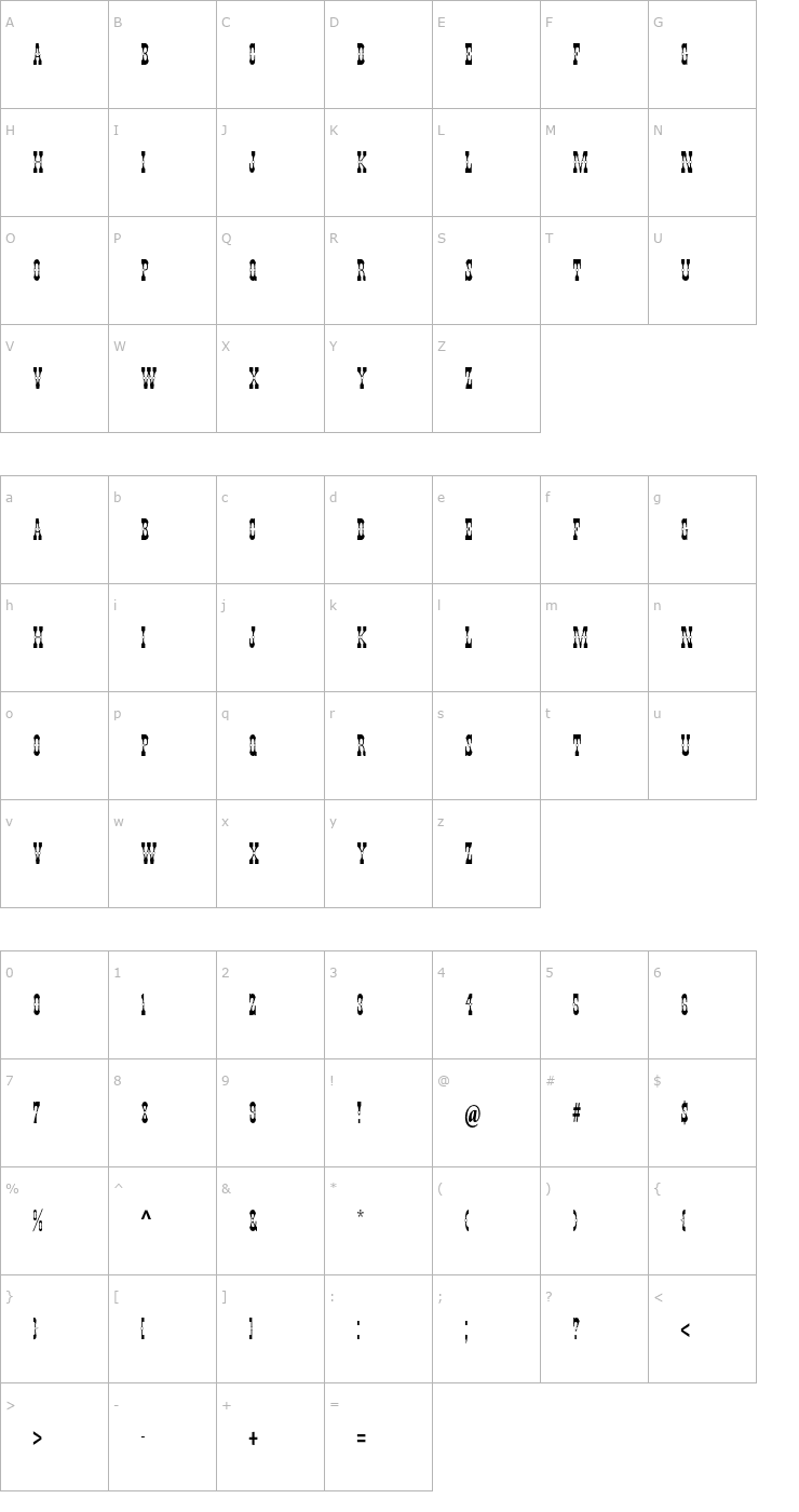Character Map PepperwoodStd-Fill Font