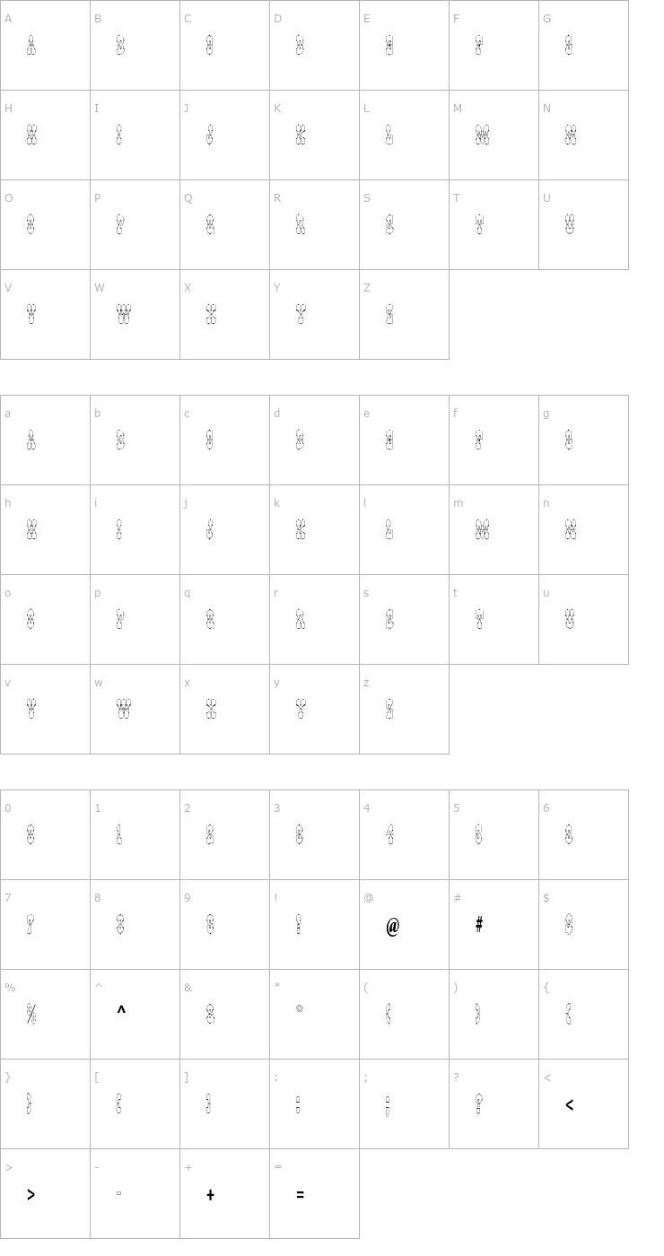 Character Map PepperwoodStd-Outline Font