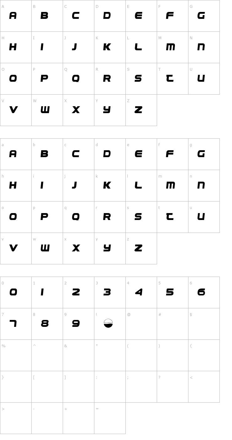 Character Map Pepsi Font