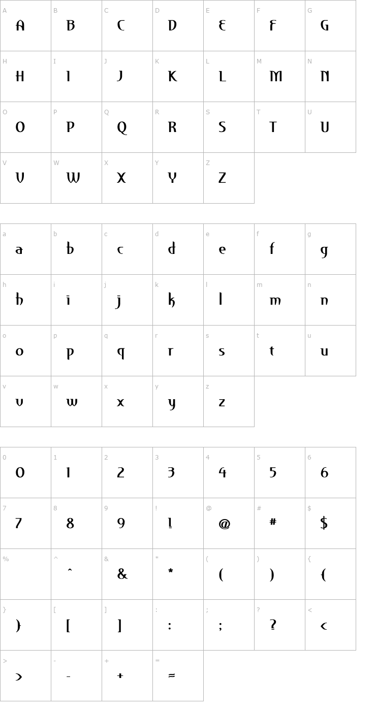 Character Map Perceval-Bold Font