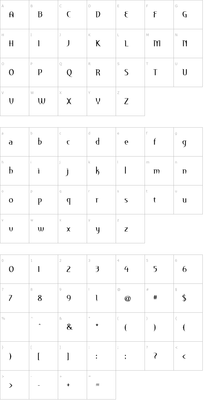 Character Map Perceval-Regular Font