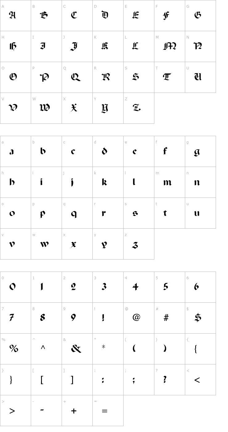 Character Map Percival Regular Font