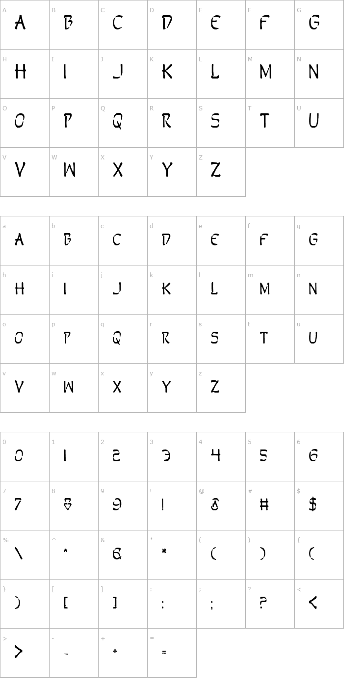 Character Map Perdition Bold Font