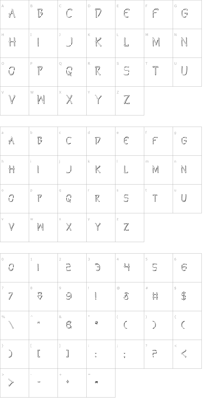 Character Map Perdition Outline Font