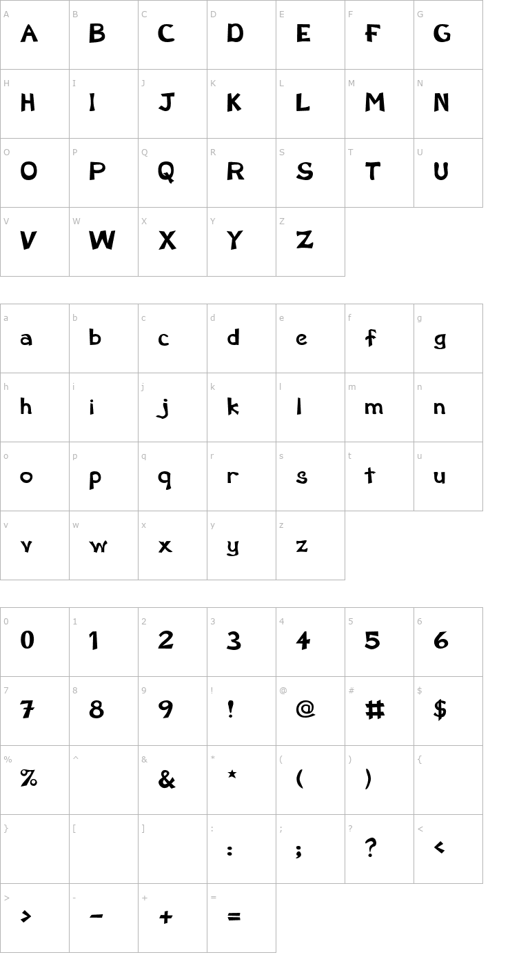 Character Map Perdoo Bold Font
