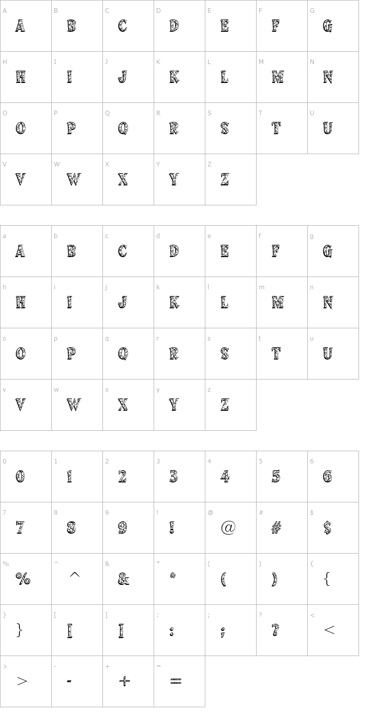 Character Map Perdy Font