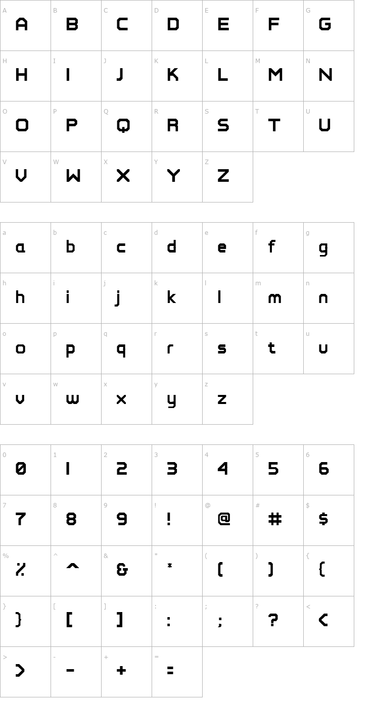 Character Map PerfectPixel Font
