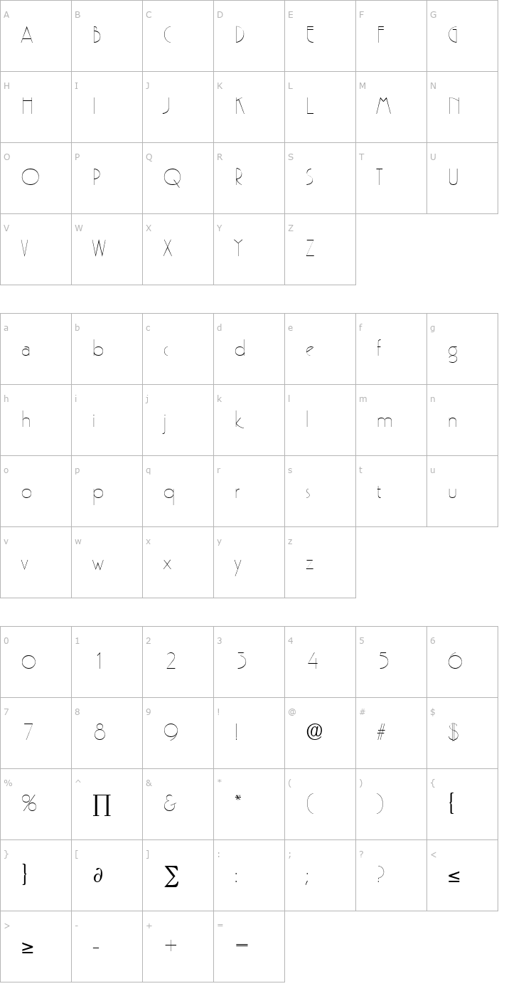 Character Map Pergamon Font