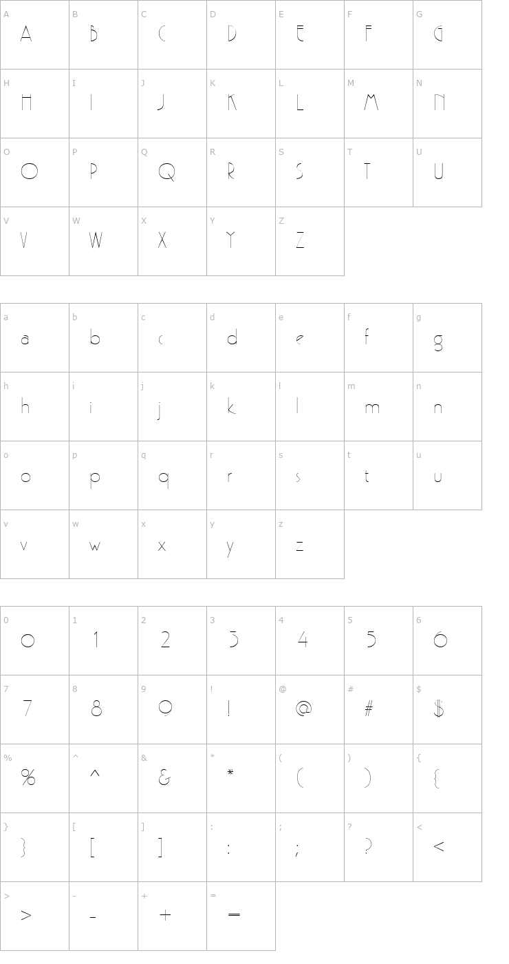 Character Map Pergamon Regular Font