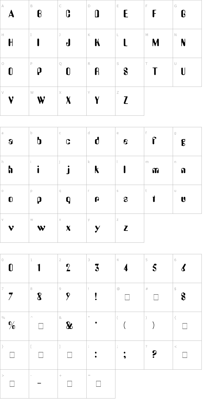 Character Map Perkle Display SSi Font