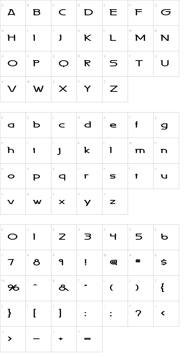 Character Map Persia Extended Bold Font