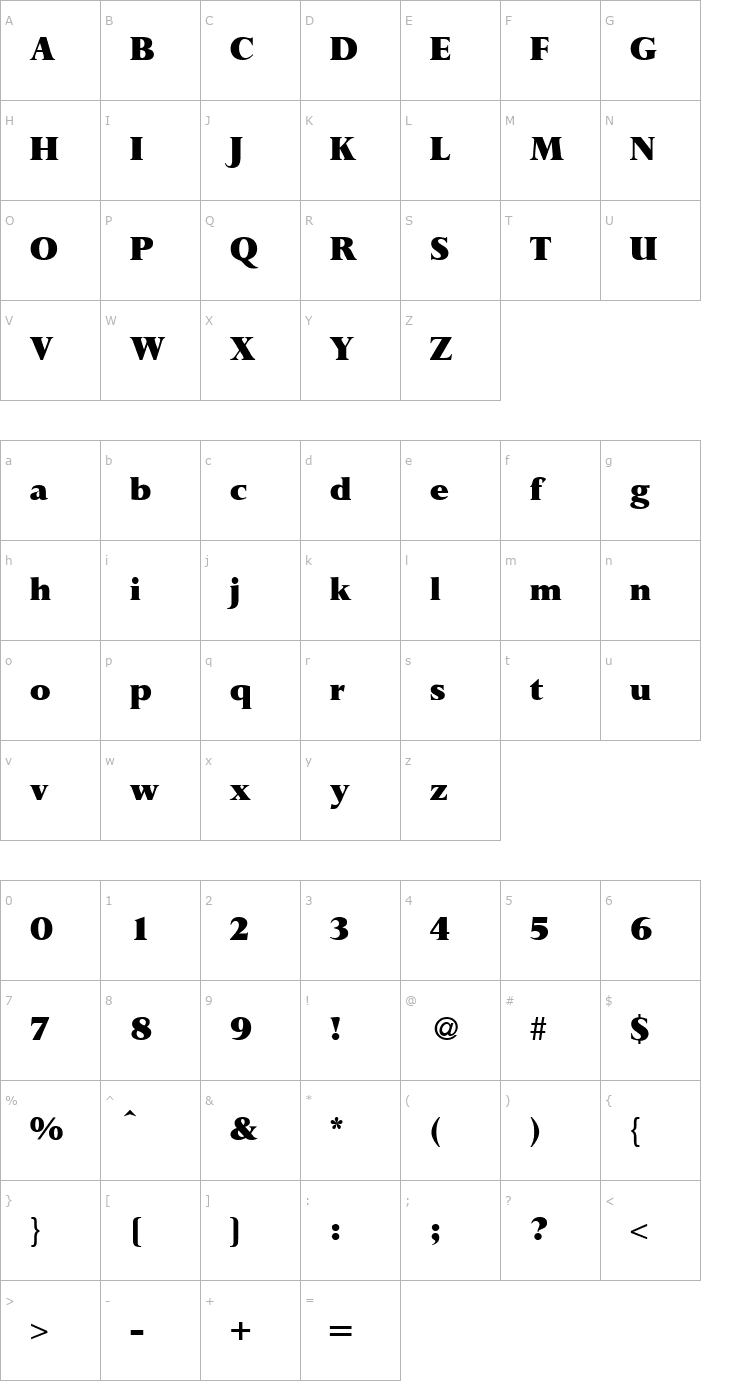 Character Map PerspectiveBlack-Regular Font