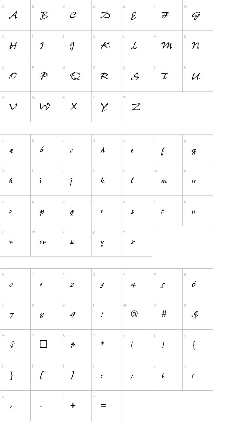 Character Map Petit Regular Font