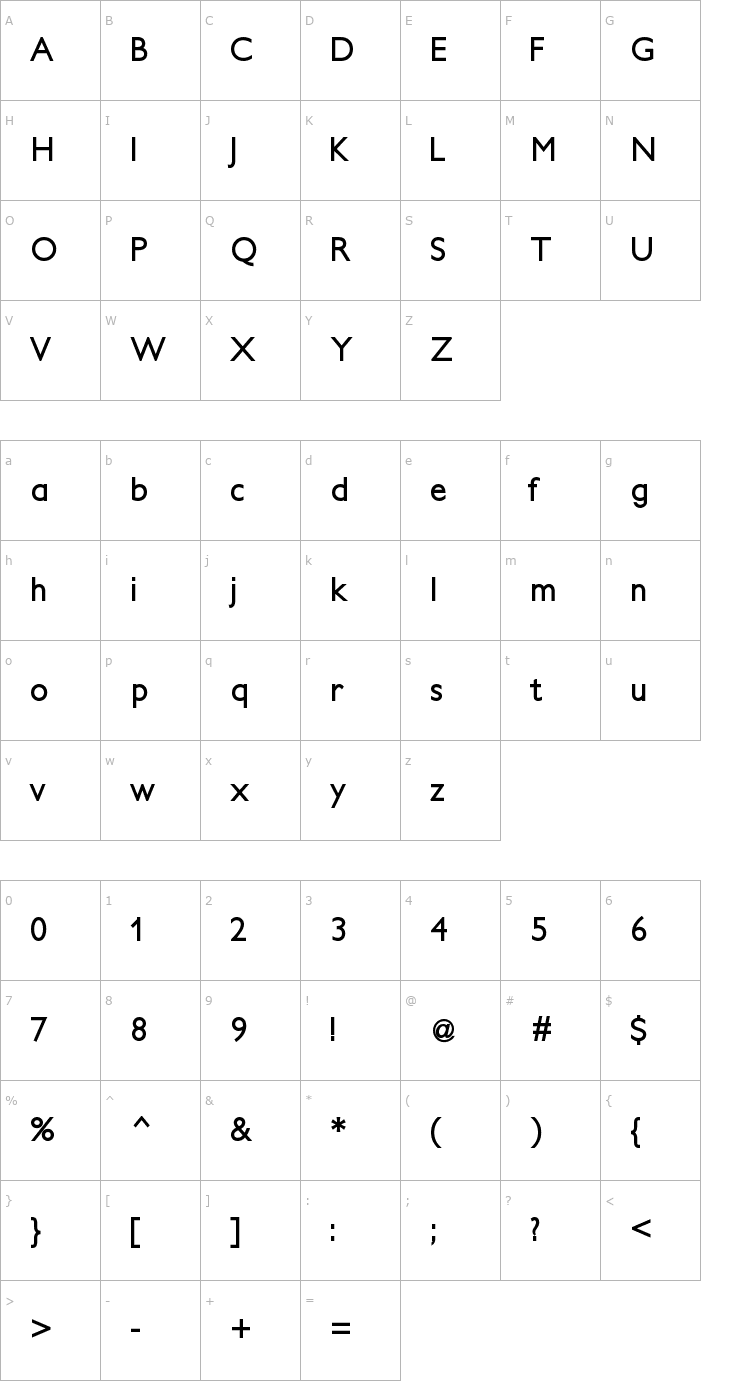 Character Map PetitaBold Font