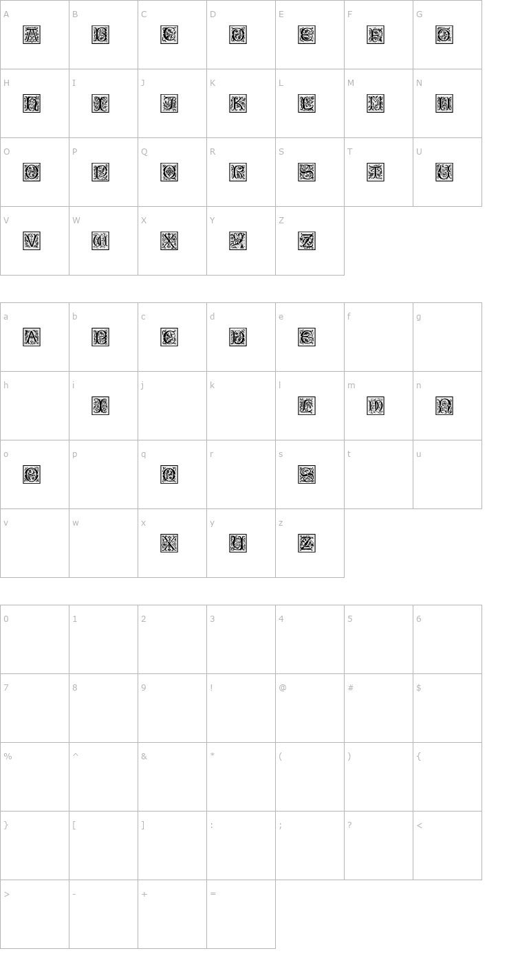 Character Map PetitFleurNormal Font