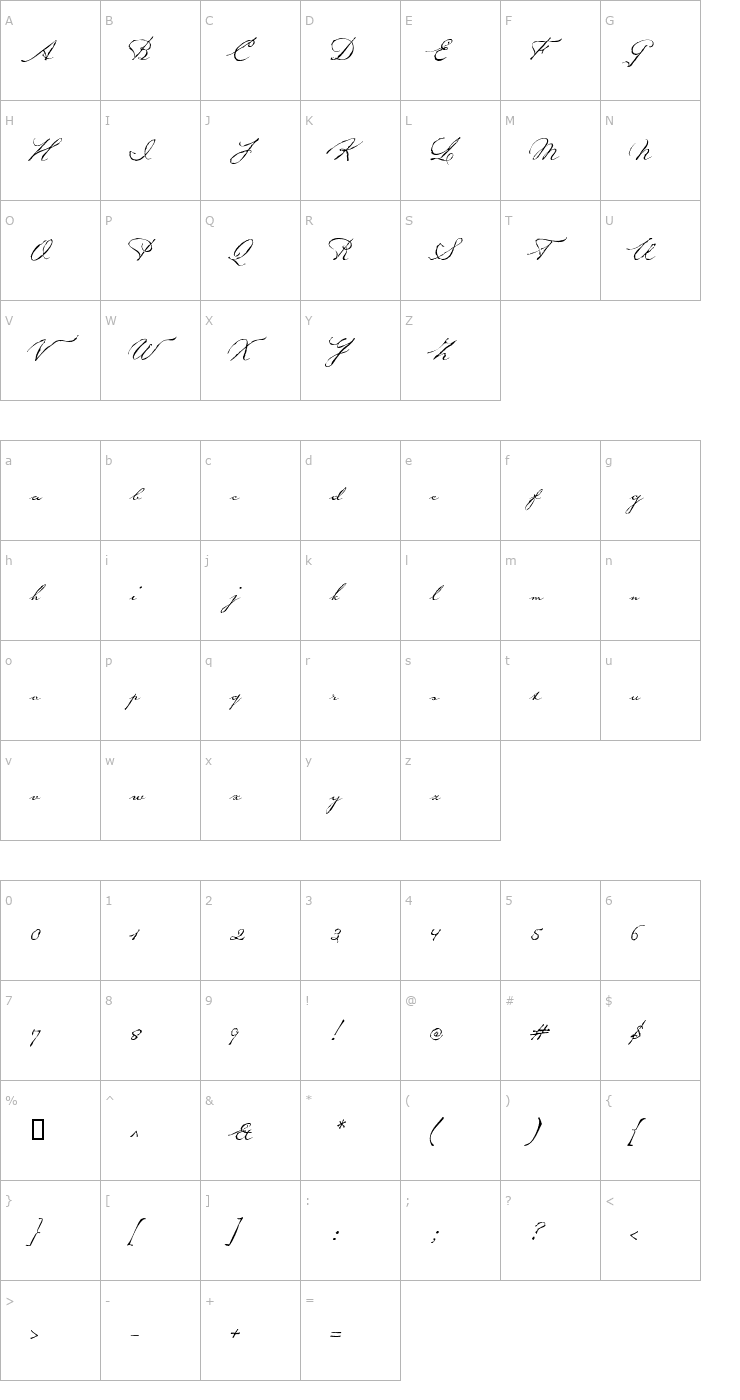 Character Map Petronella-Regular Font
