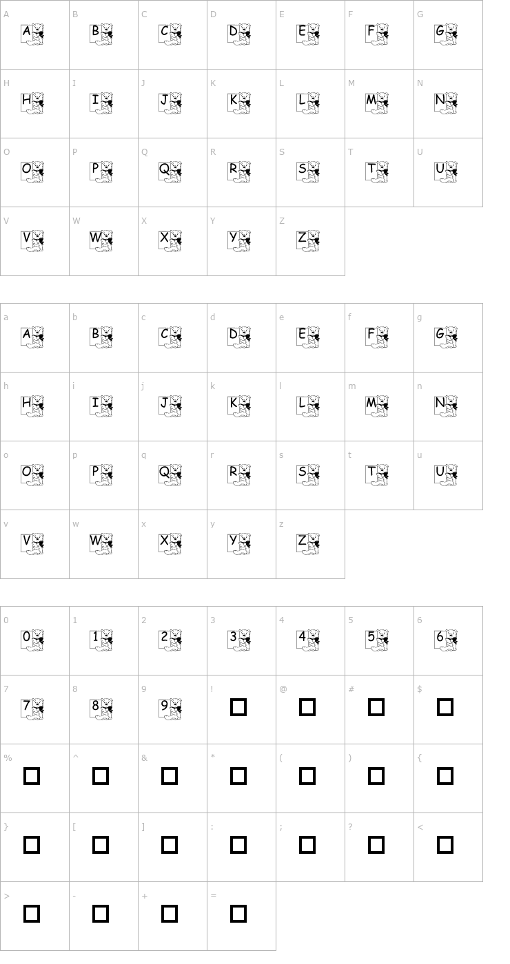 Character Map pf_another bear Font