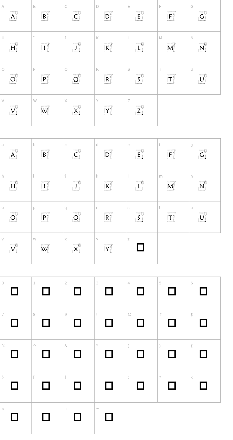 Character Map pf_bgoat1 Font