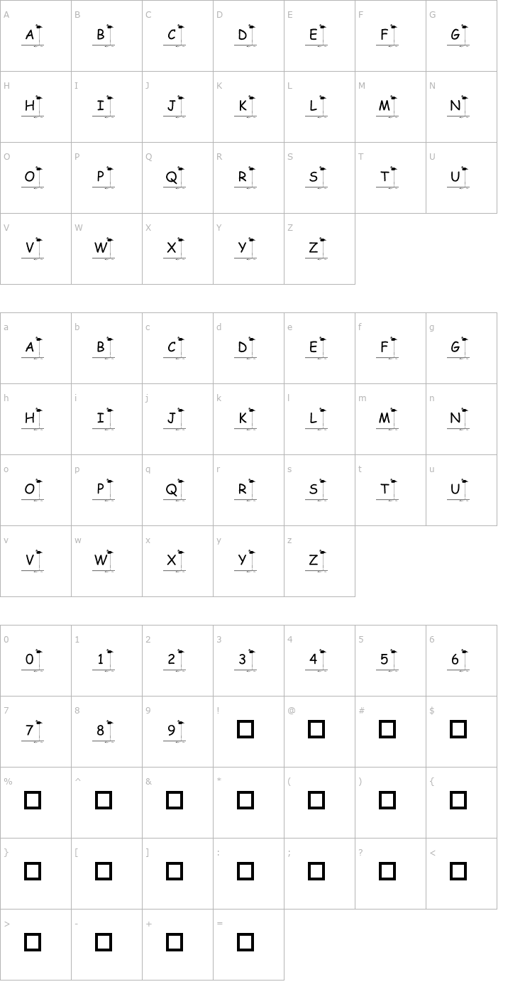 Character Map pf_crane1 Font