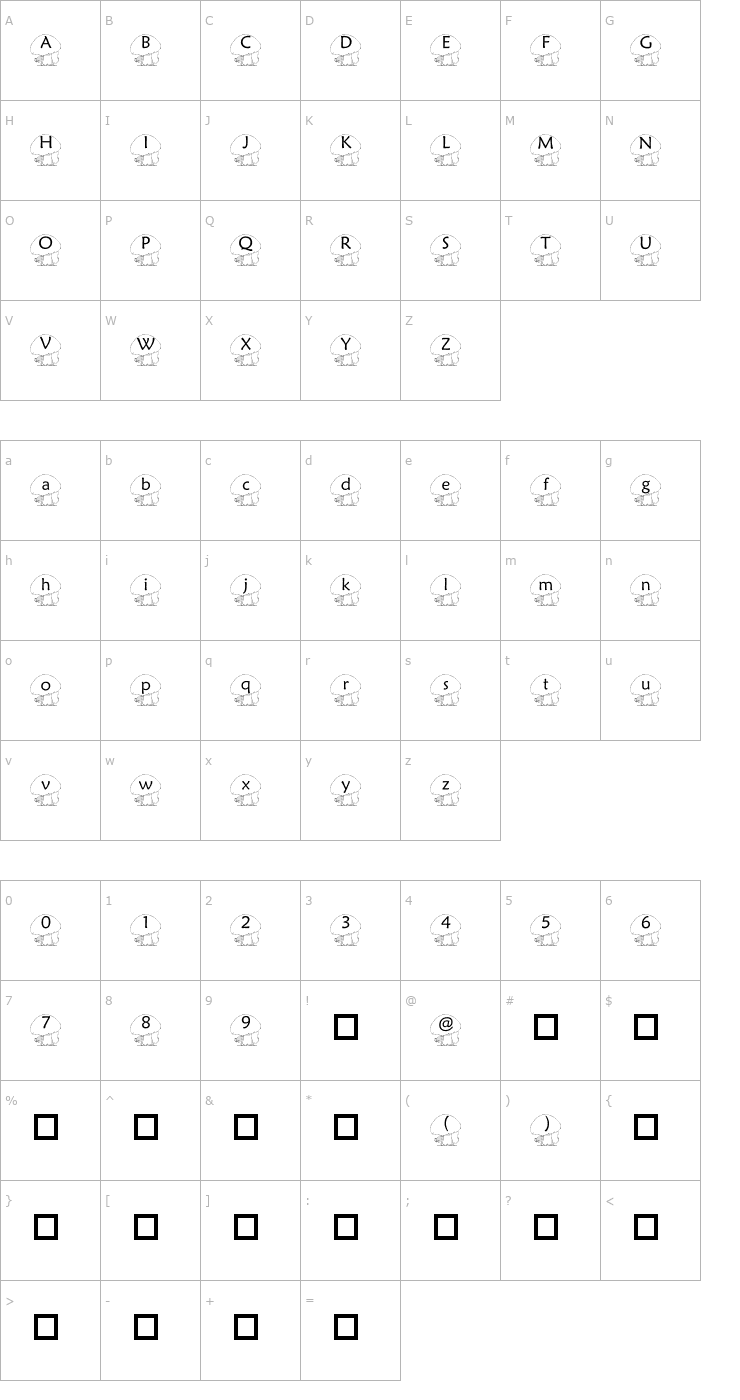 Character Map pf_cutemouse1 Font